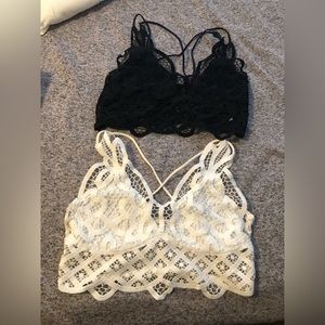 Two Lace Bralettes- Black and White